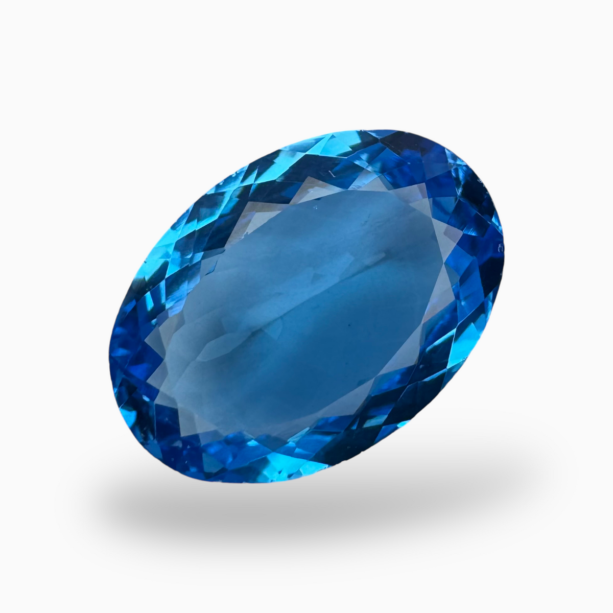 Deep Swiss Blue Topaz Oval Shape 15.87 Carats Stone Size 20X14mm