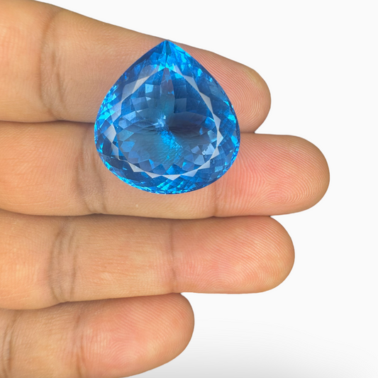 Swiss Blue Topaz Pear Shape 40.5 Carats Stone Size 21.5X20.5mm