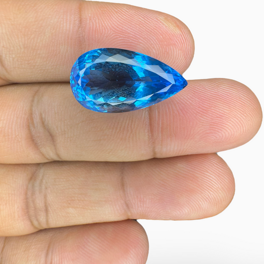 Swiss Blue Topaz 14.14 Carats Pear Shape Stone Size 19.5X11mm