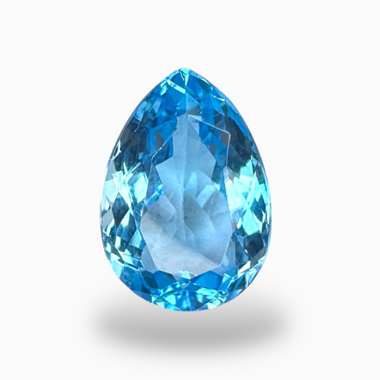 Swiss Blue Topaz Deep Sky Blue Color 5.84 Carats Pear Shape Stone Size 15X10.2mm