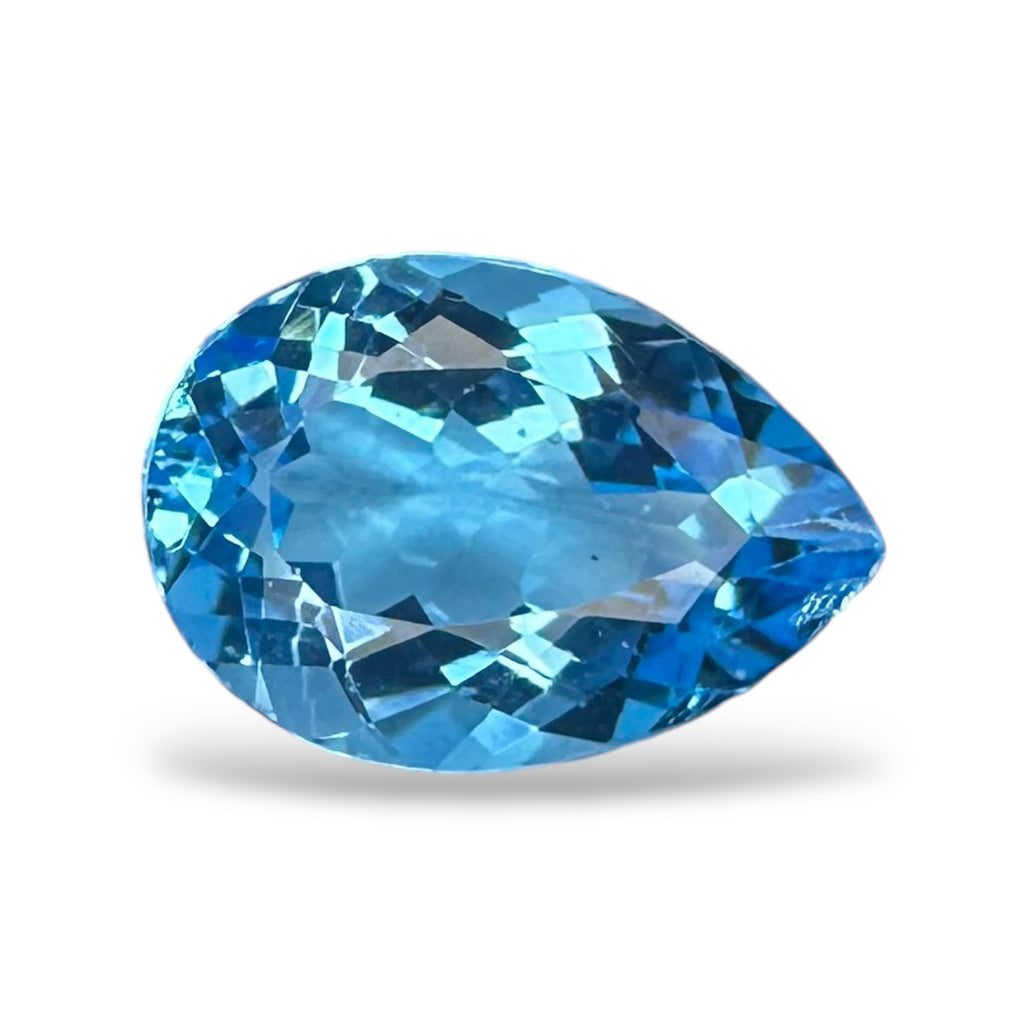 Swiss Blue Topaz Deep Sky Blue Color 5.84 Carats Pear Shape Stone Size 15X10.2mm