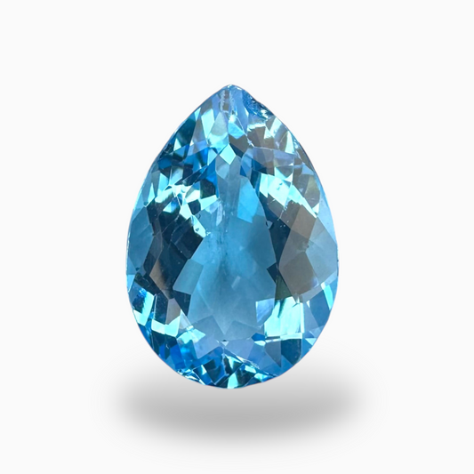 Swiss Blue Topaz Deep Sky Blue Color 6.39 Carats Pear Shape Stone Size 14.3X10mm