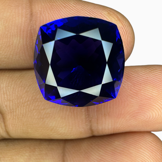 Natural Tanzanite Stone in Cushion Shape 21.99 Carats Size 16.93X16.29mm