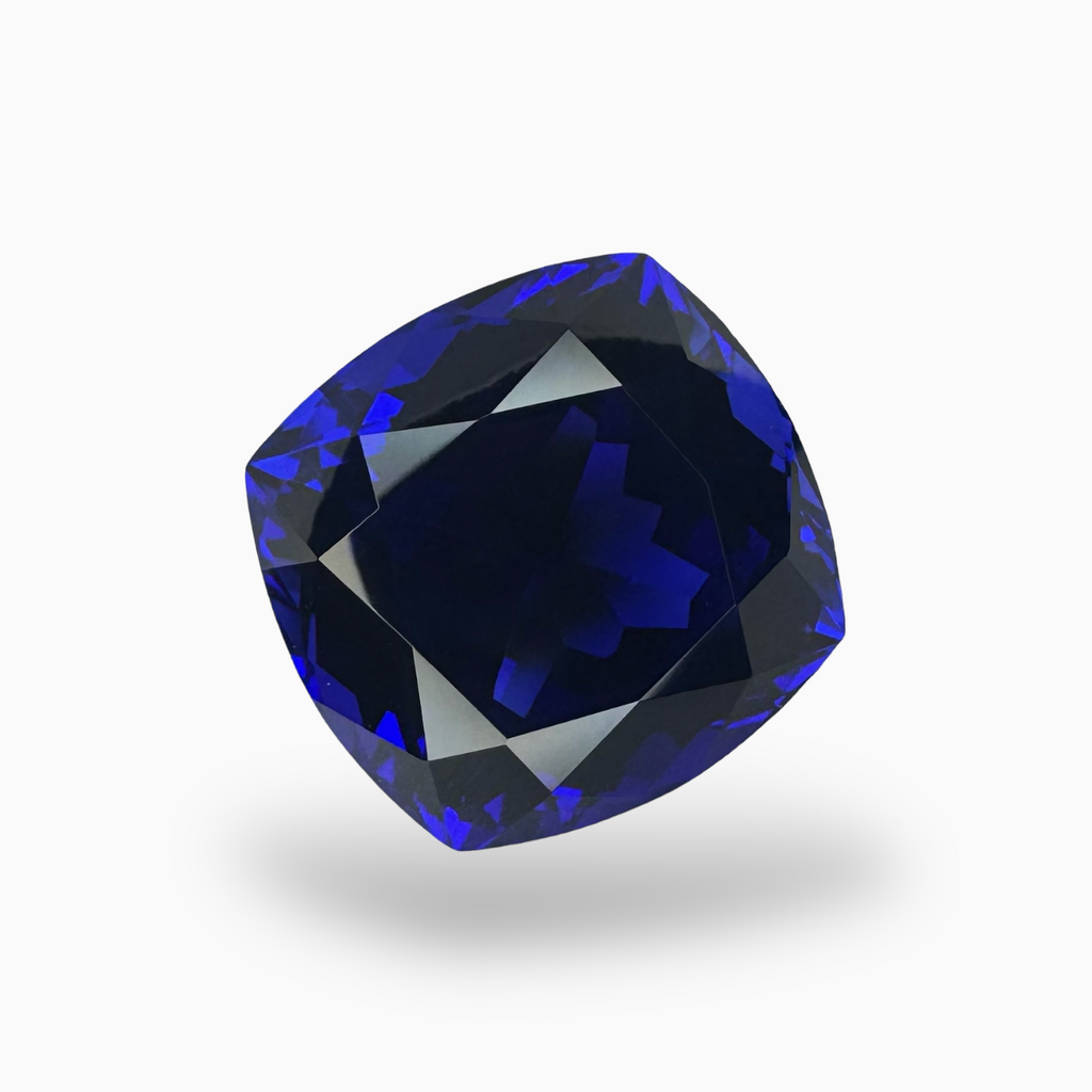 Natural Tanzanite Stone in Cushion Shape 21.99 Carats Size 16.93X16.29mm