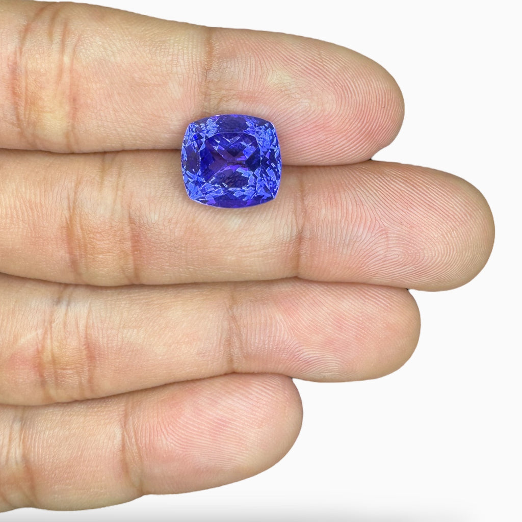 Tanzanite Cushion Cut Stone 9.71 Carats 12.3 X 11.6 mm