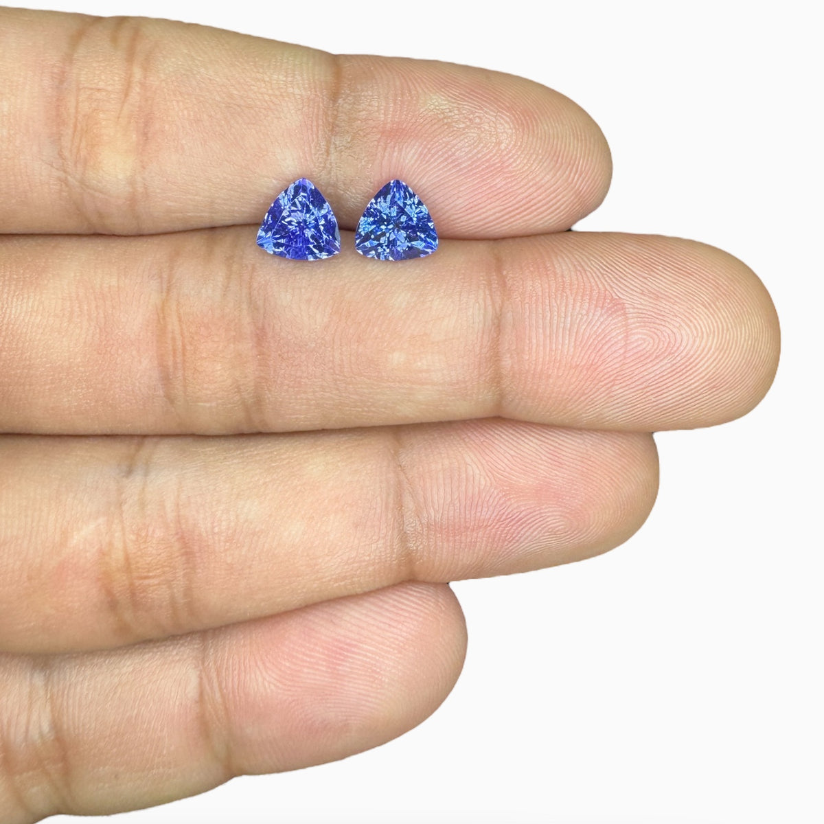 Tanzanite Trilliant Stone Pair For Earrimgs 2.70 Carats 7.1 X 7.1 mm