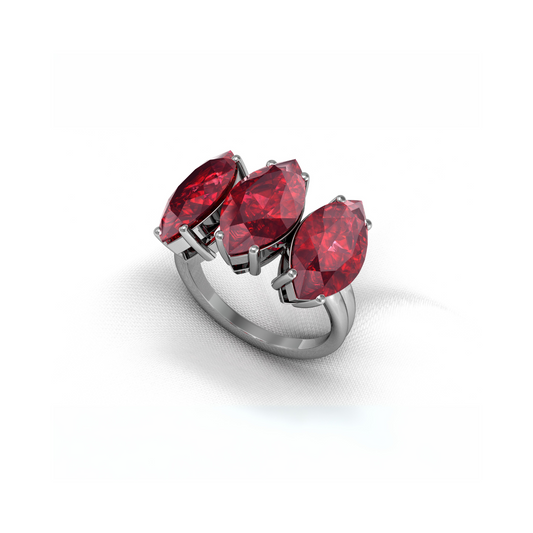 Pair of Natural Ruby Stone Ring with Pure Silver Quality 925