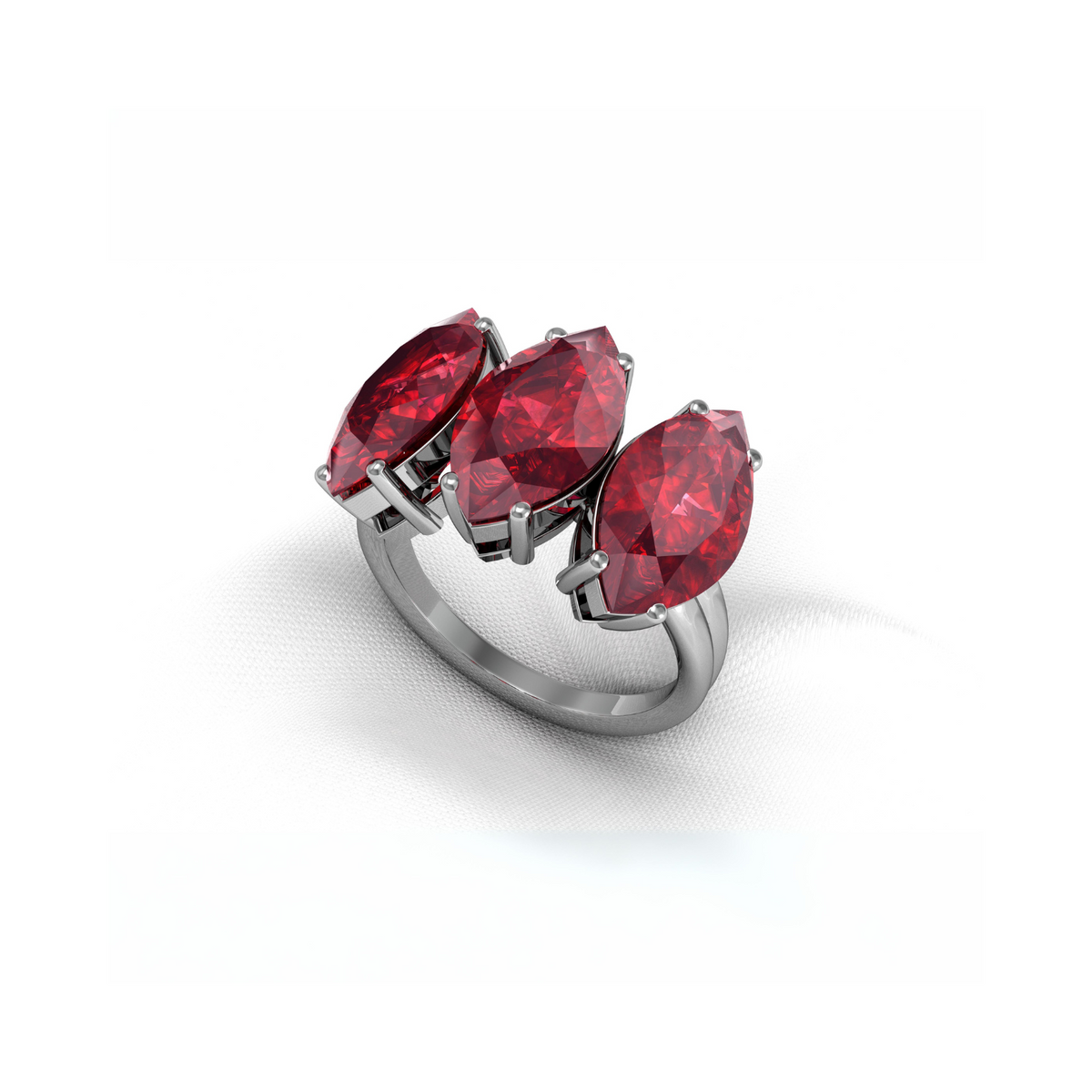 Pair of Natural Ruby Ring Ring with Pure Silver Quality 925