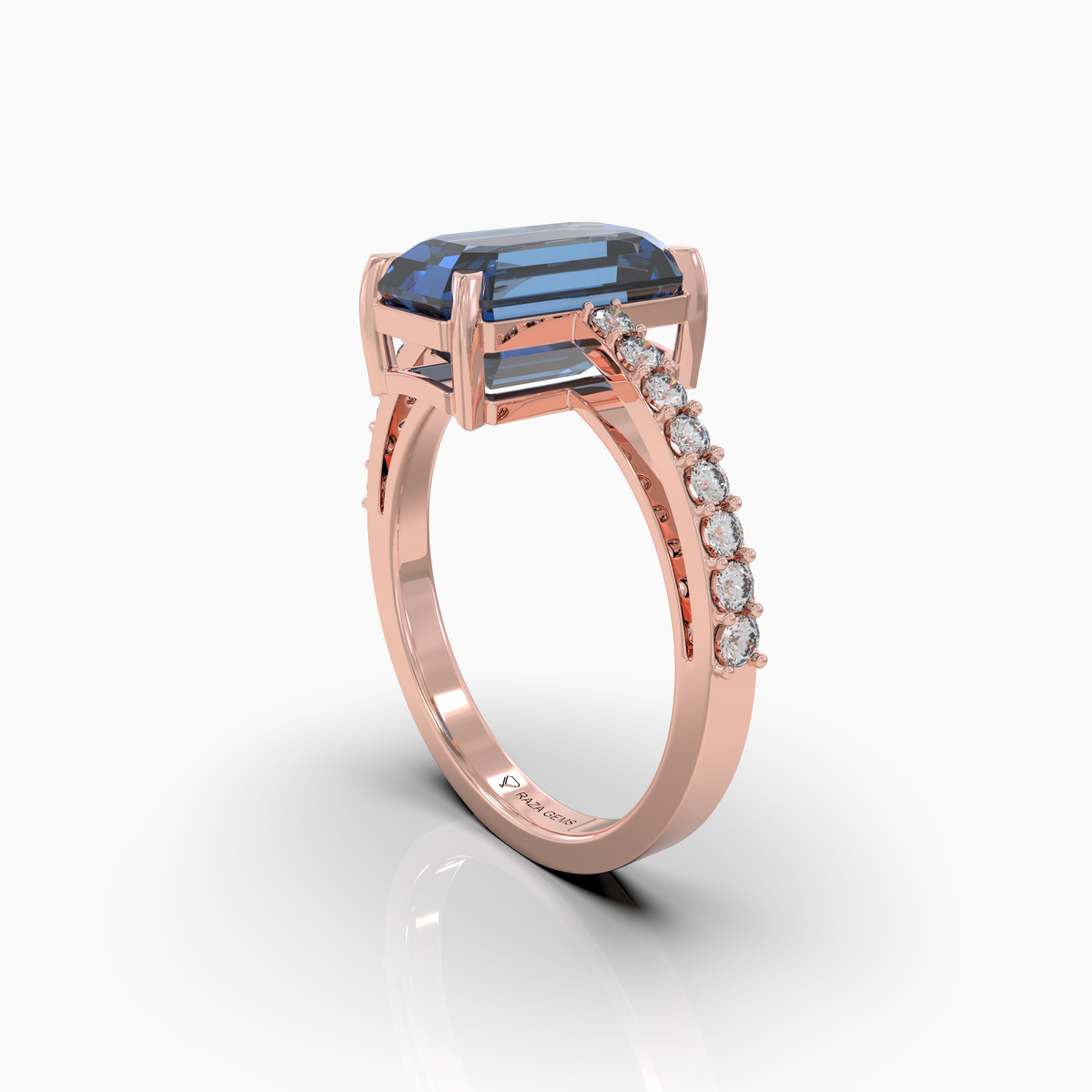 Christi - Ocean Blue Tourmaline Statement Solitaire Ring in 18K Gold with Sparkling Moissanite