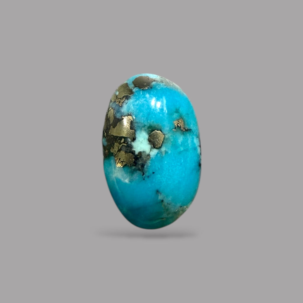 Turquoise Oval Cabochon 3.93 Carats with Pyrite Spots