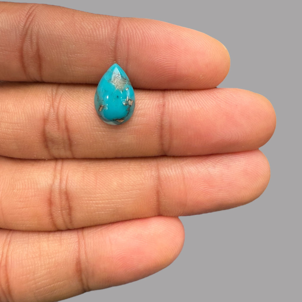 Turquoise Pear Cabochon 3.68 Carats  14.17 x 9.32 x 4.20 mm From Iran