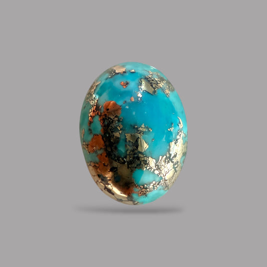 Turquoise Stone 10.53 Carats Oval Cabochon With Pyrite Matrix