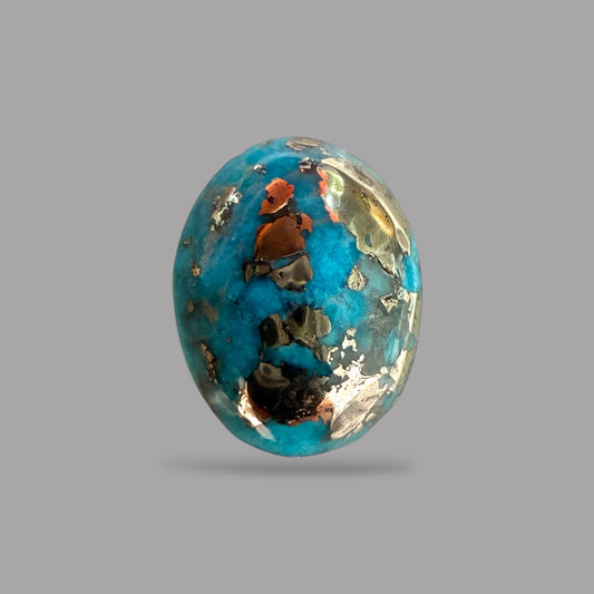 Turquoise Stone 11.62 Carats Oval Cabochon With Pyrite Matrix
