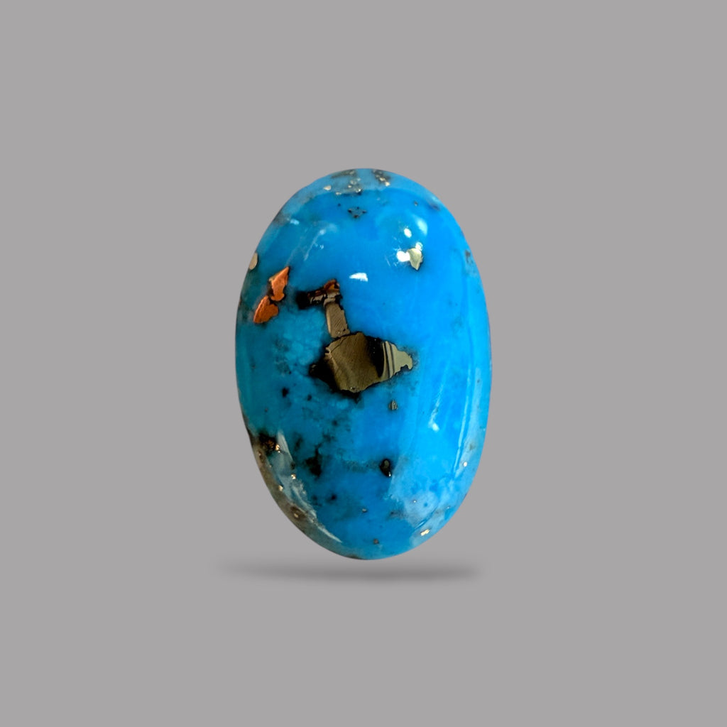 Turquoise Stone 11.67 Carats Oval Cabochon With Pyrite Matrix