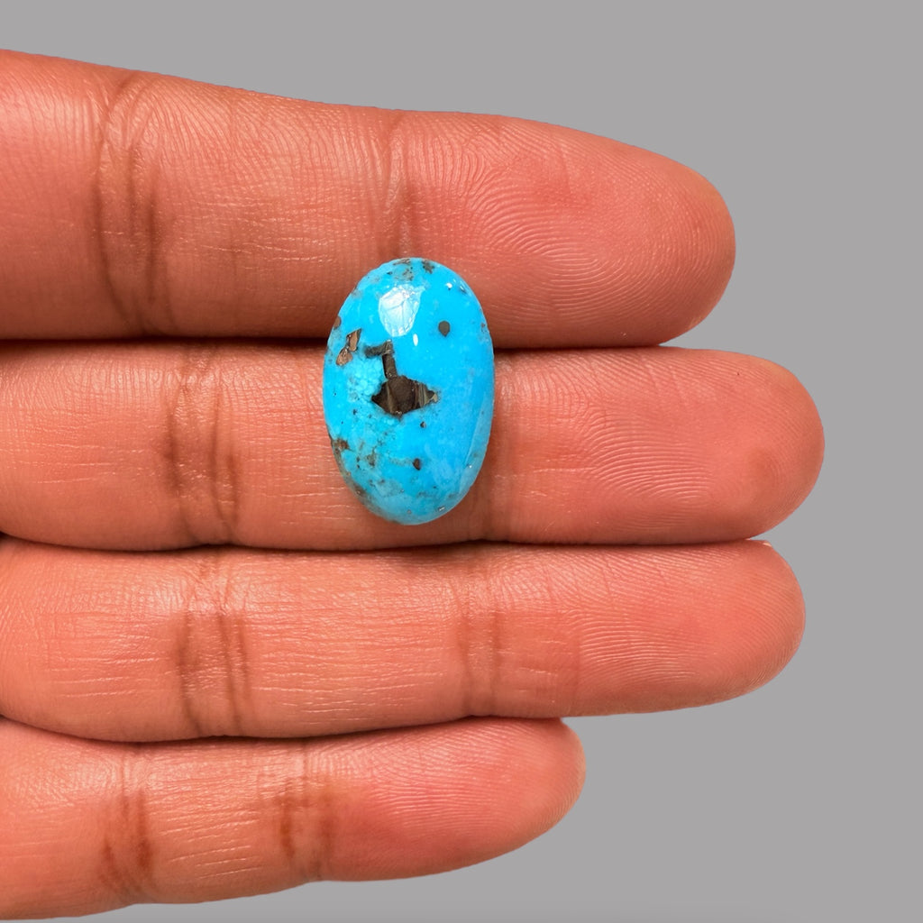 Turquoise Stone 11.67 Carats Oval Cabochon With Pyrite Matrix