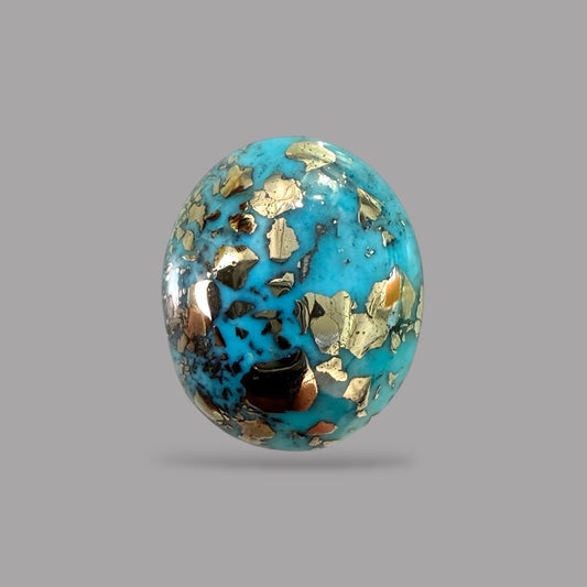Turquoise Stone 13.57 Carats Oval Cabochon With Pyrite Matrix