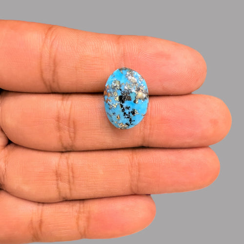 Turquoise Stone 14.71 Carats Oval Cabochon With Pyrite Matrix