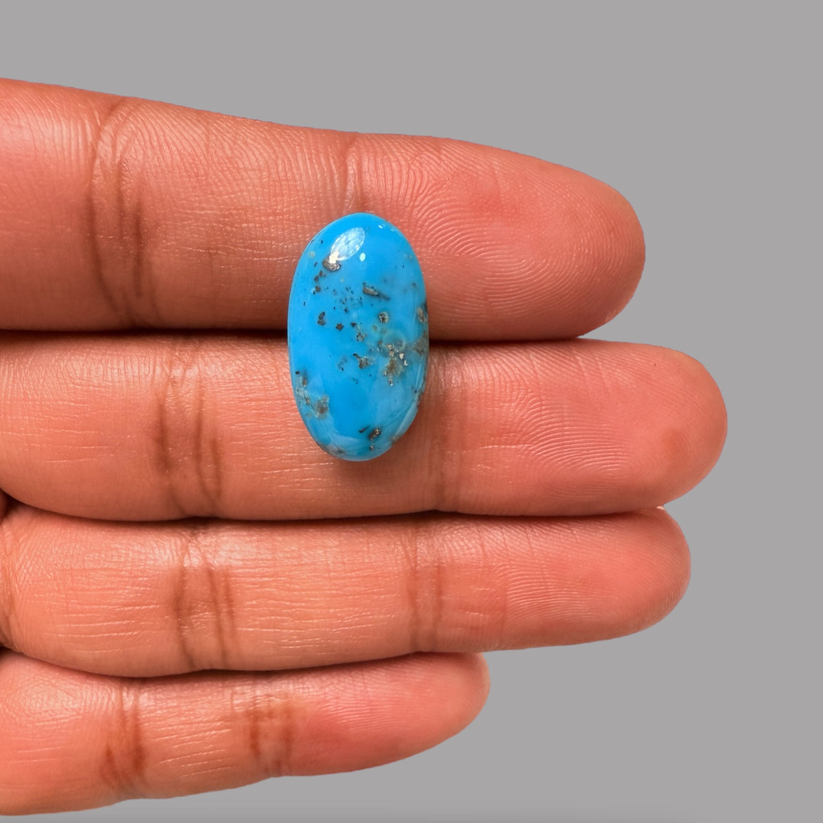 Turquoise Stone 15.21 Carats Oval Cabochon With Pyrite Matrix