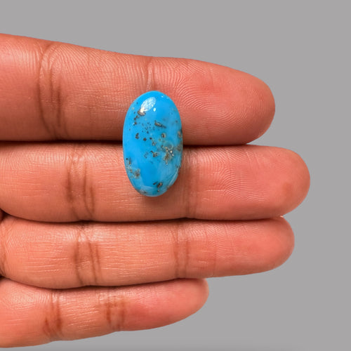 Turquoise Stone 15.21 Carats Oval Cabochon With Pyrite Matrix