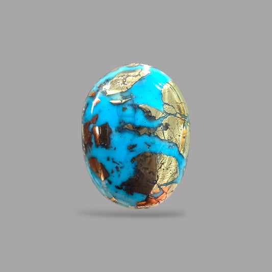 Turquoise Stone 17.45 Carats Oval Cabochon With Pyrite Matrix