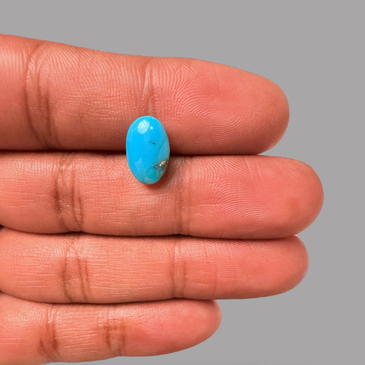 Turquoise Stone 3.52 Carats Oval Cabochon With Pyrite Matrix