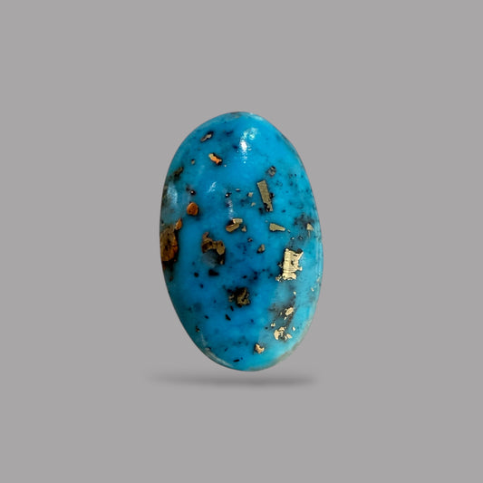 Turquoise Stone 5.63 Carats Oval Cabochon With Pyrite Matrix