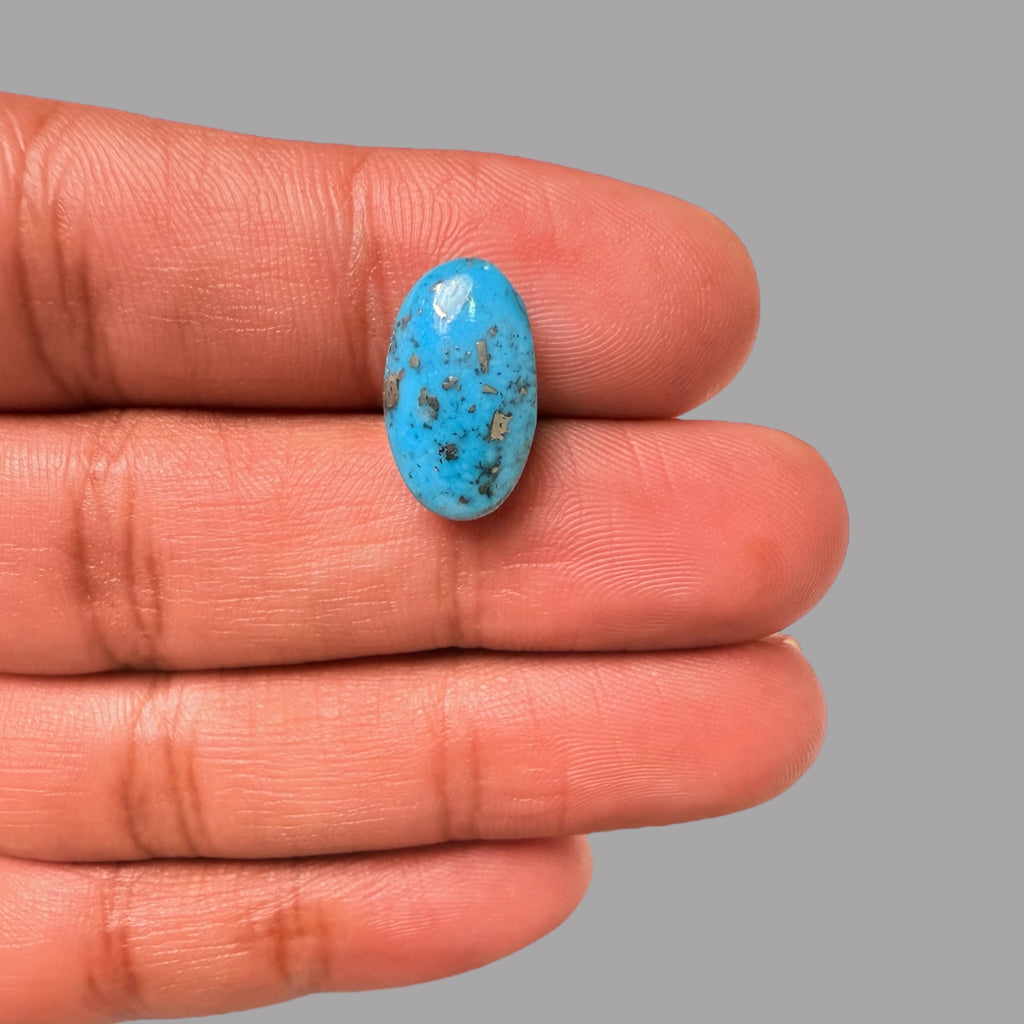 Turquoise Stone 5.63 Carats Oval Cabochon With Pyrite Matrix