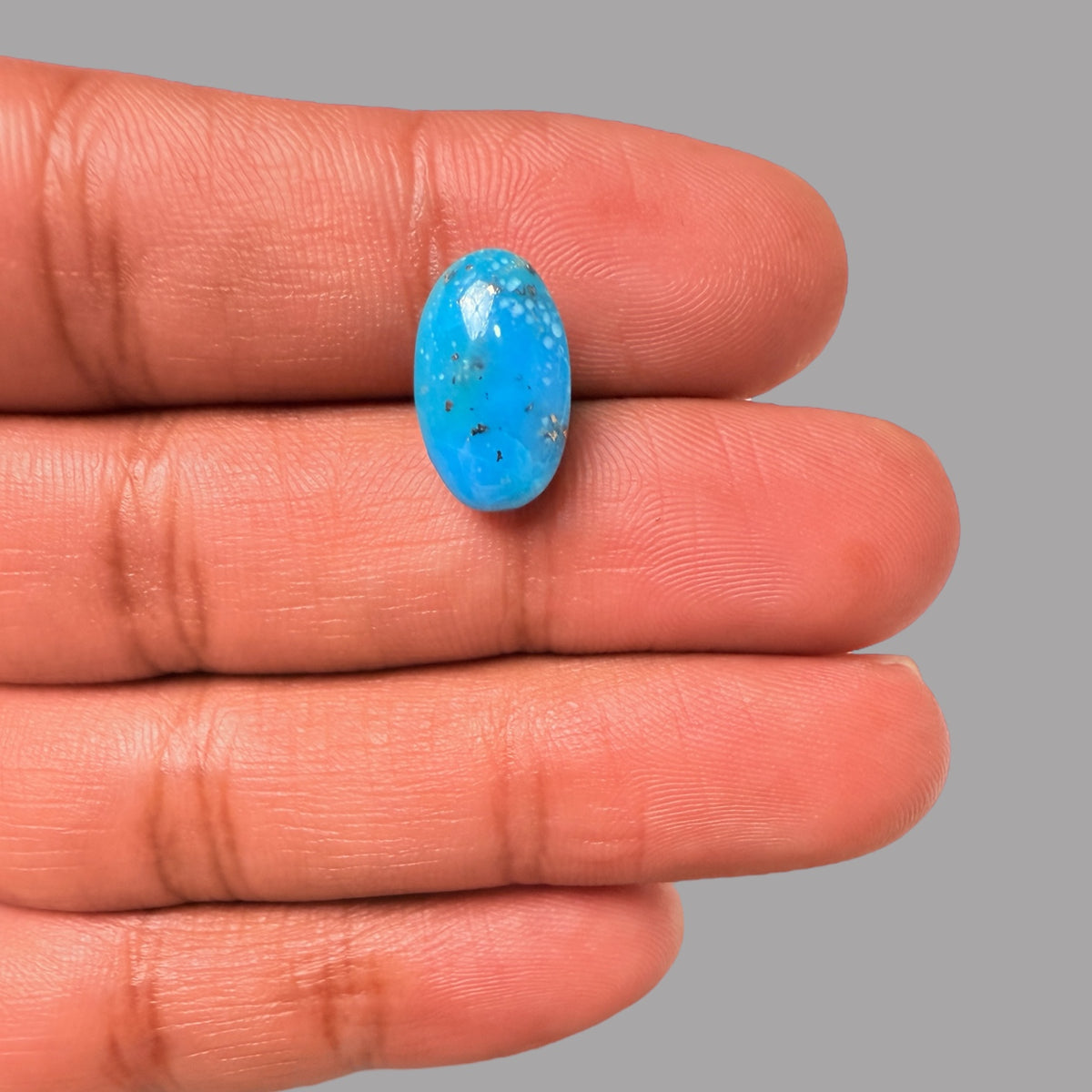 Turquoise Stone 6.02 Carats Oval Cabochon With Pyrite Matrix