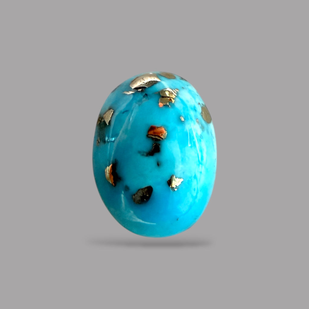 Turquoise Stone 6.49 Carats Oval Cabochon With Pyrite Matrix