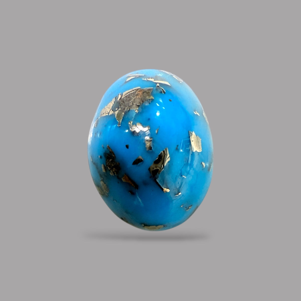 Turquoise Stone 6.54 Carats Oval Cabochon With Pyrite Matrix