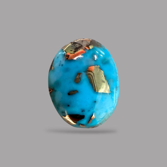 Turquoise Stone 7.60 Carats Oval Cabochon With Pyrite Matrix