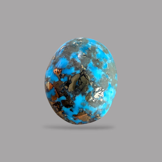 Turquoise Stone 8.91 Carats Oval Cabochon With Pyrite Matrix