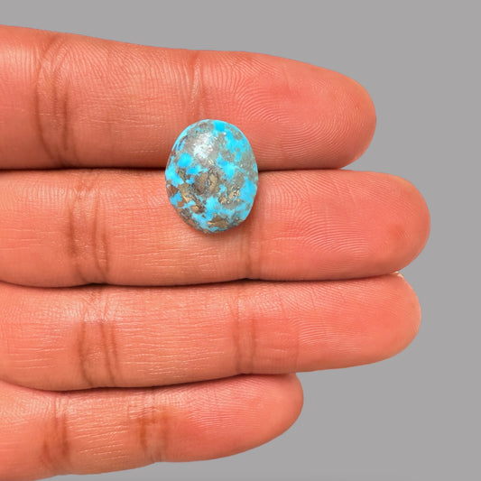 Turquoise Stone 8.91 Carats Oval Cabochon With Pyrite Matrix