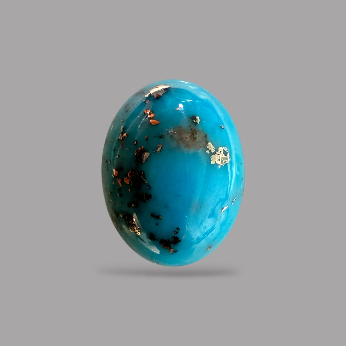 Turquoise Stone 8.93 Carats Oval Cabochon With Pyrite Matrix