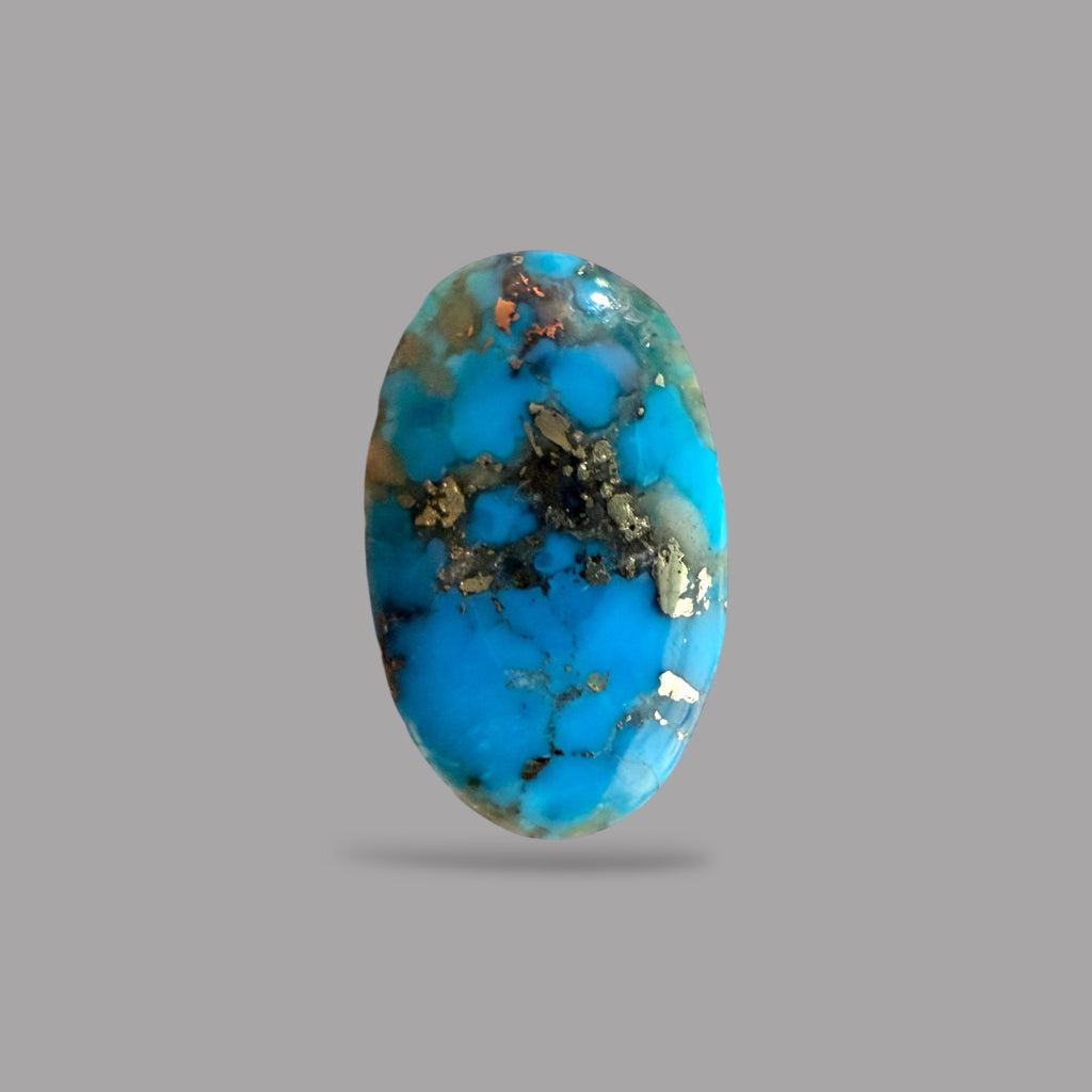 Turquoise Stone 6.05 Carats Oval Cabochon With Pyrite Matrix