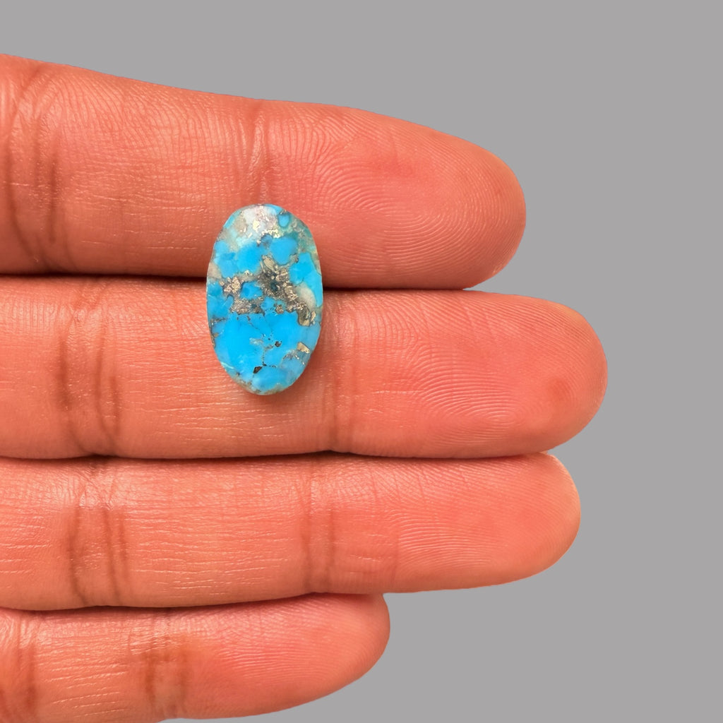 Turquoise Stone 6.05 Carats Oval Cabochon With Pyrite Matrix
