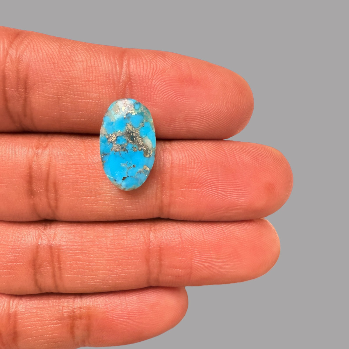 Turquoise Stone 6.05 Carats Oval Cabochon With Pyrite Matrix