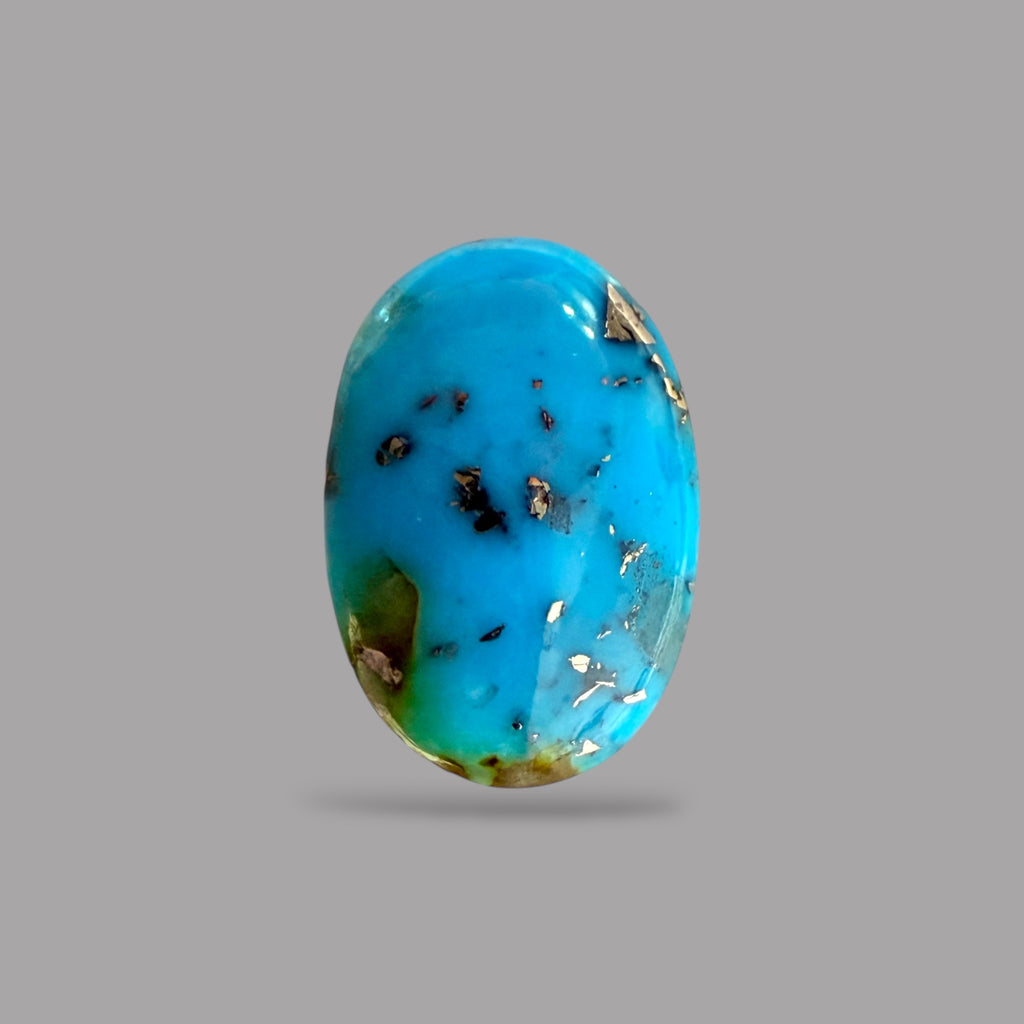 Turquoise Stone 9.37 Carats Oval Cabochon With Pyrite Matrix