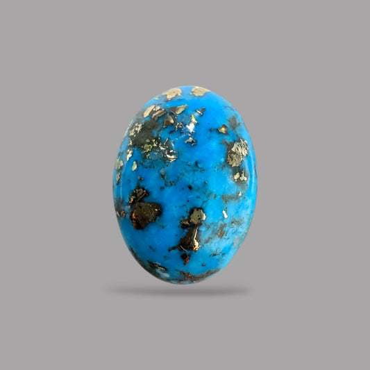 Turquoise Stone 9.43 Carats Oval Cabochon With Pyrite Matrix