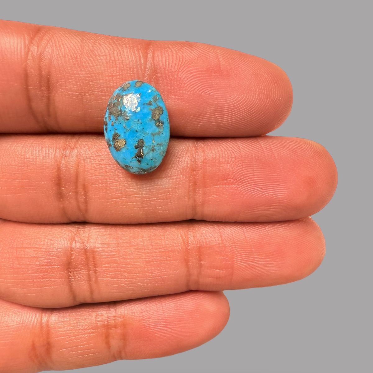 Turquoise Stone 9.43 Carats Oval Cabochon With Pyrite Matrix