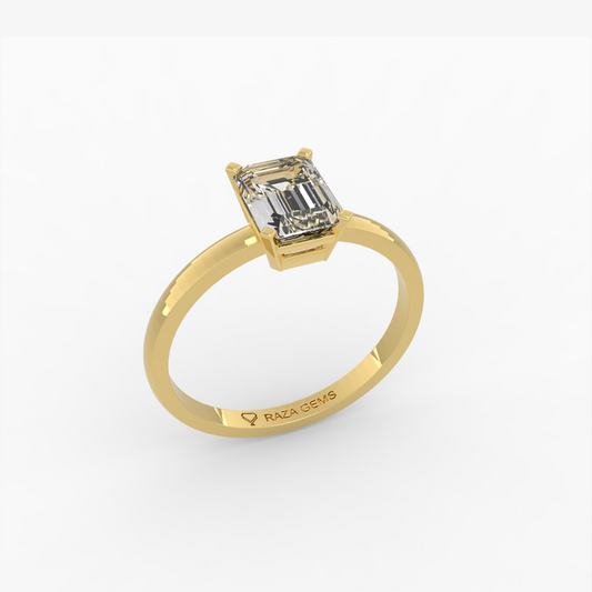 2 Carat Natural Diamond Ring in Emerald Cut - Emiliya