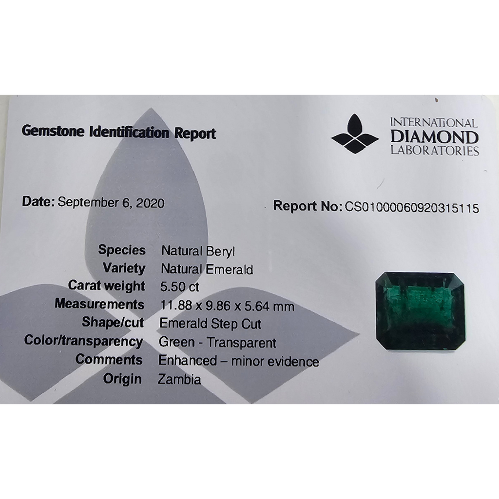 Natural Zambian Emerald Stone 5.50 Carats Emeraldcut Shape