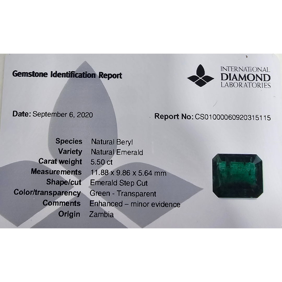 Natural Zambian Emerald Stone 5.50 Carats Emeraldcut Shape