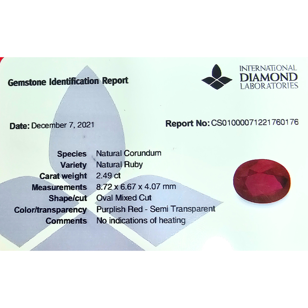 Natural  Ruby Manik Stone 2.49 Carats Oval Cut 