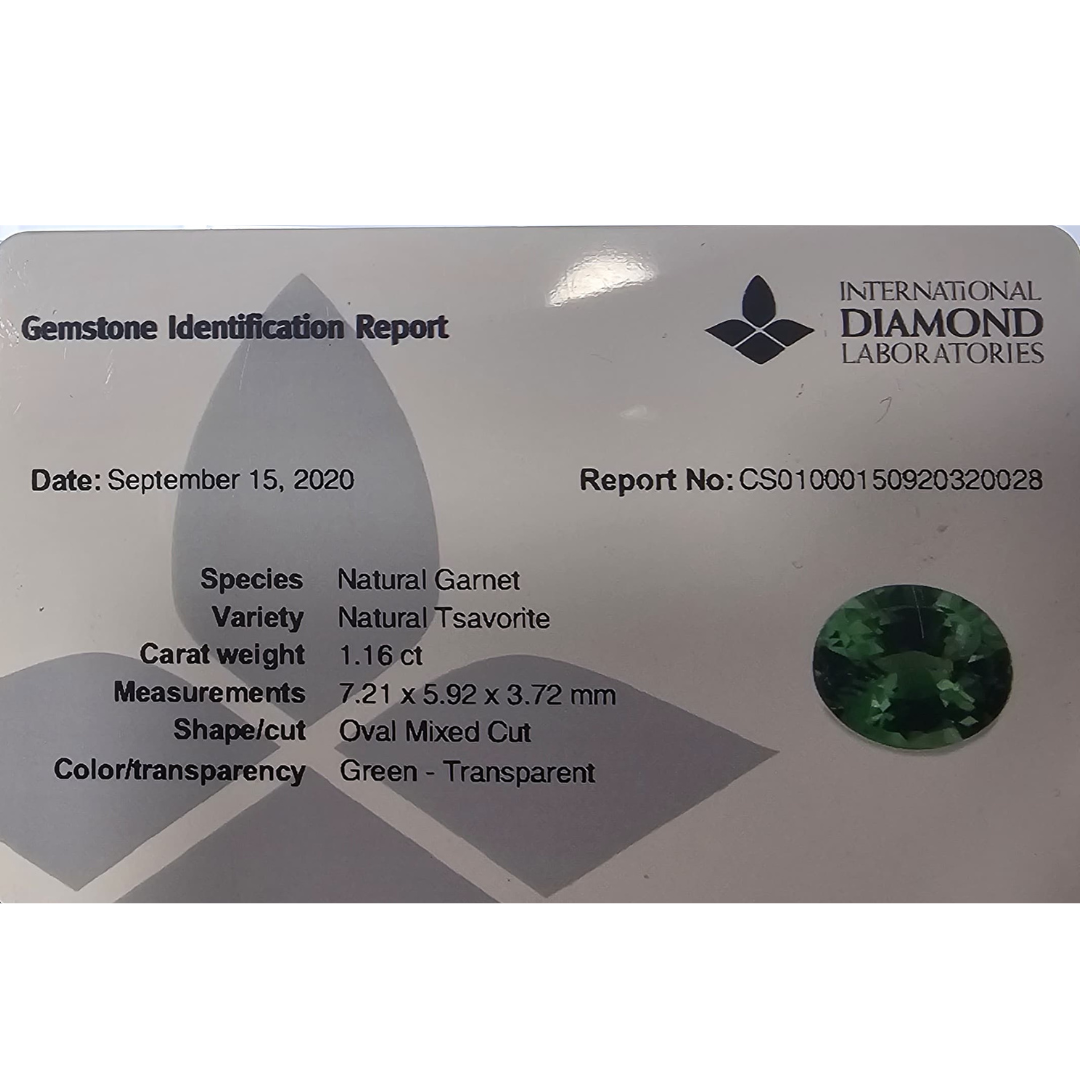 sale Natural Tsavorite Garnet Stone 1.24 Carats Oval Cut (7.5 x 6.5 mm)