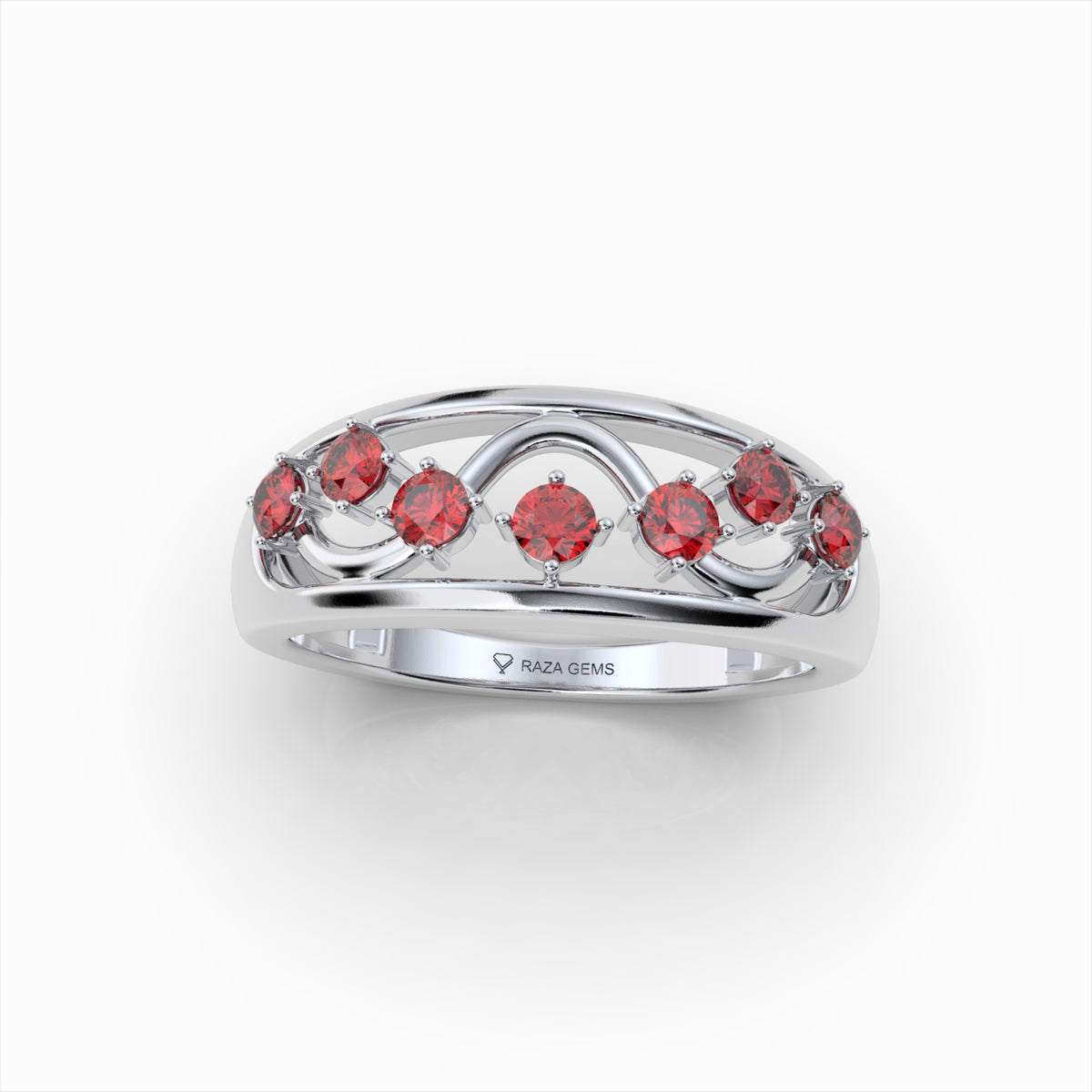 ElianaGrace Curved Ruby Wave Ring in 18K Solid Gold