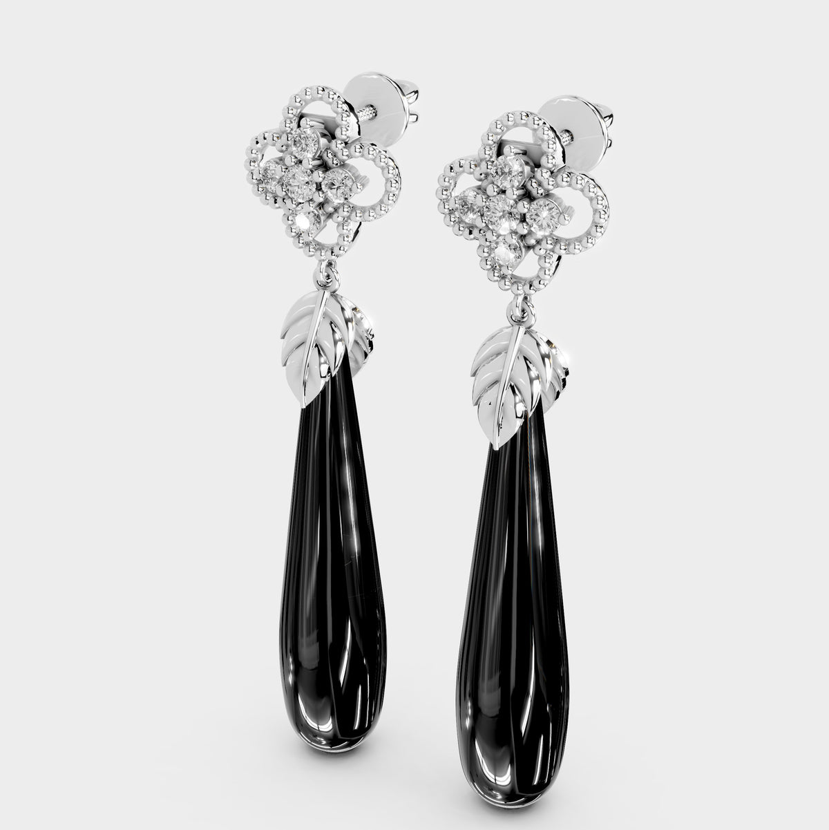 Black Onyx Earrings in 18K Gold – Rimsha Design (Sulemani Stone)