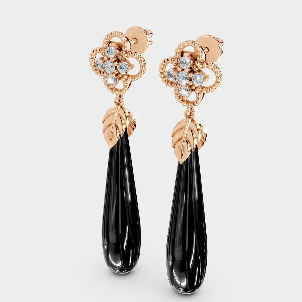 Black Onyx Earrings in 18K Gold – Rimsha Design (Sulemani Stone)