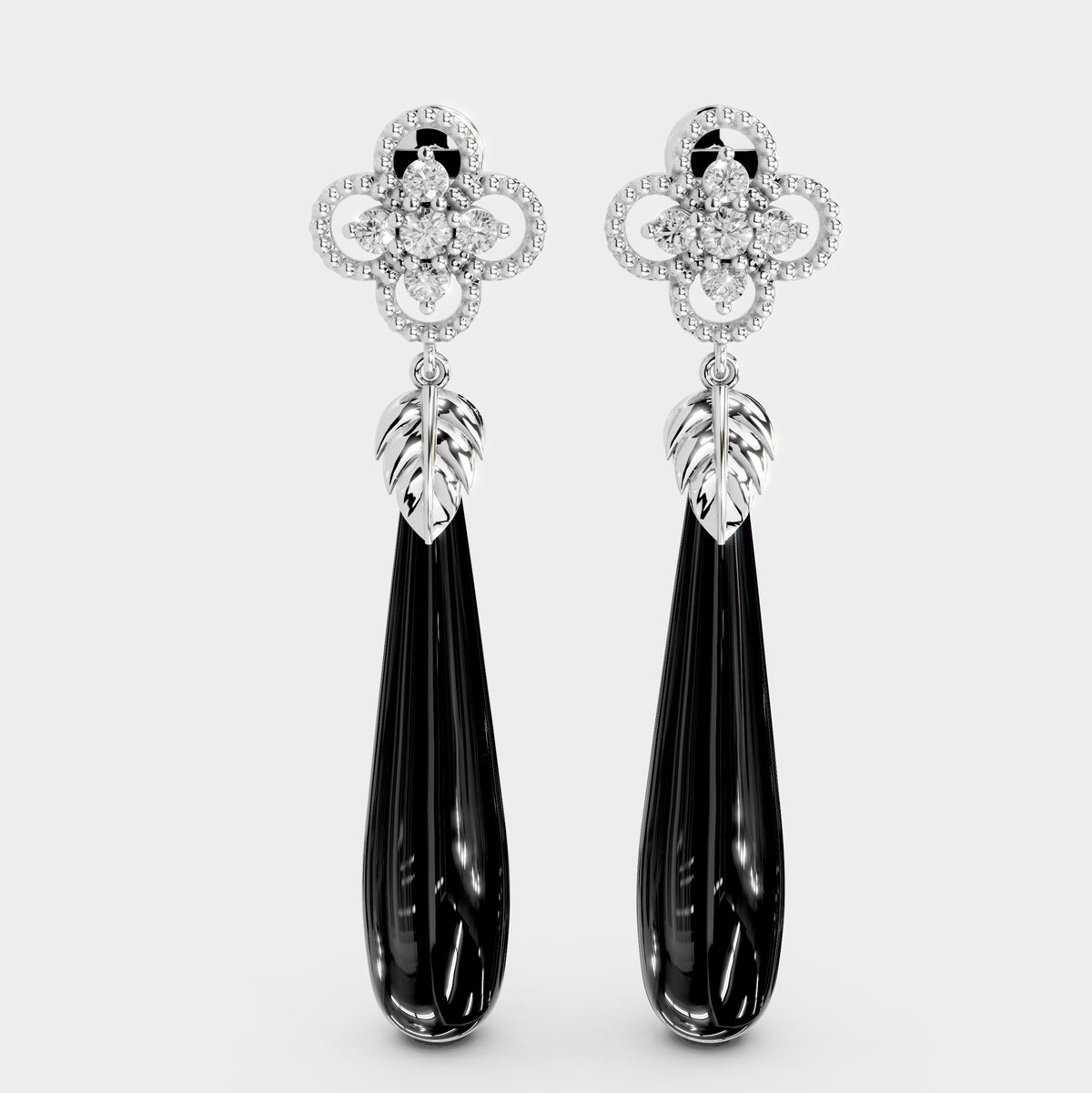 Black Onyx Earrings in 18K Gold – Rimsha Design (Sulemani Stone)