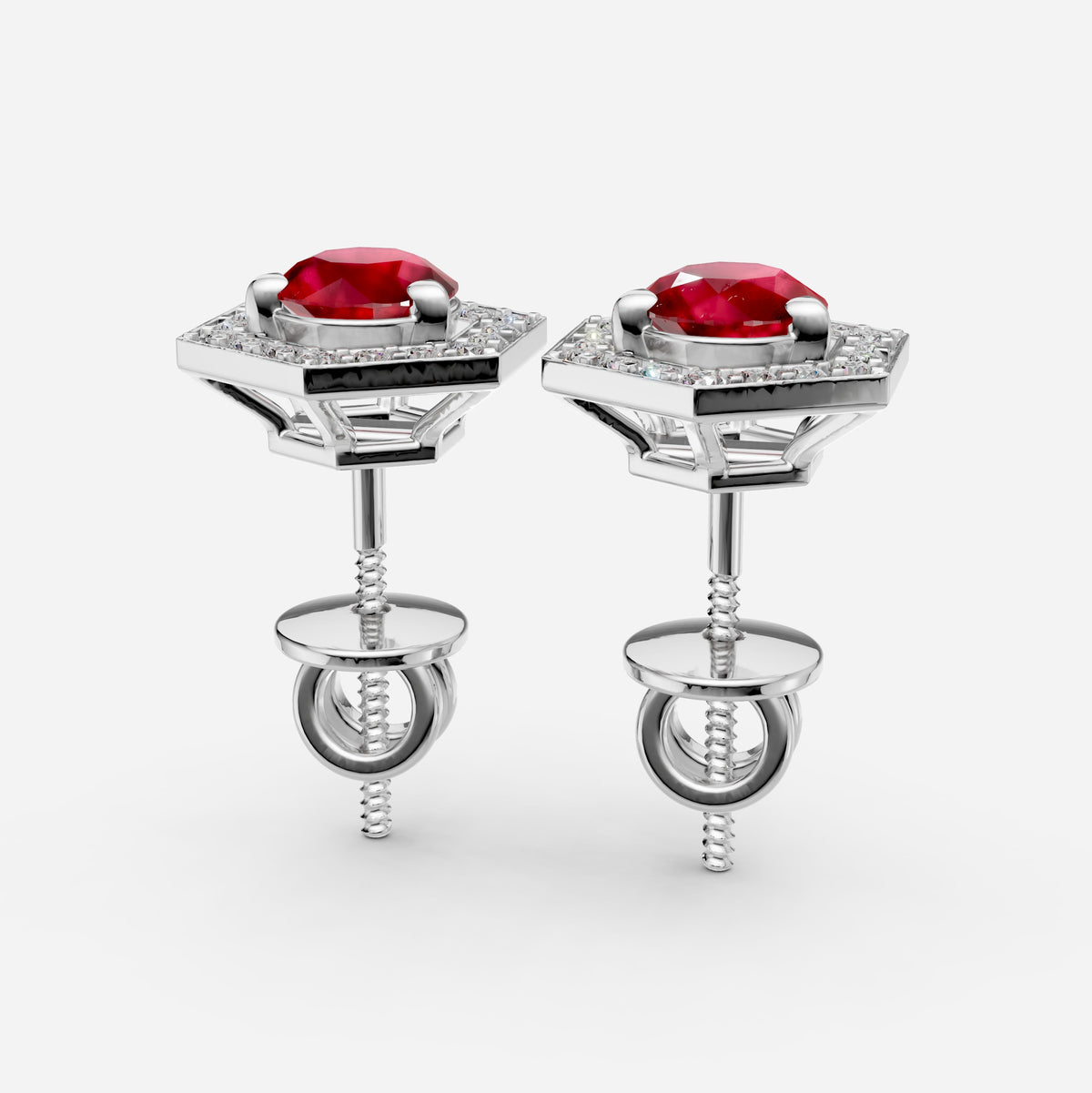Ruby Earring in Gold with Masonite Diamonds - Zainab